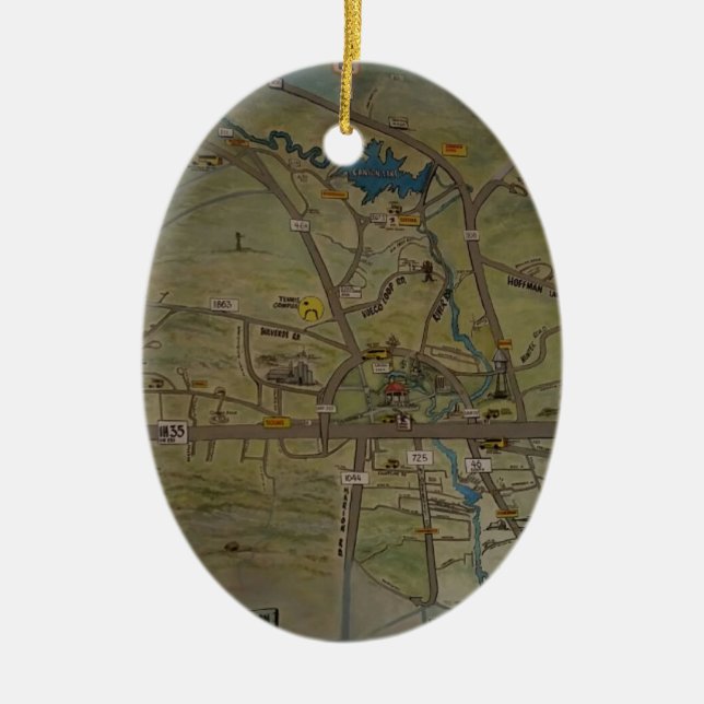 Heart of New Braunfels, Texas Ceramic Tree Decoration (Front)