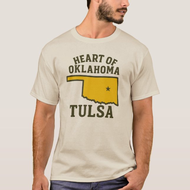 Heart of Oklahoma | Tulsa State Map Design T-Shirt (Front)
