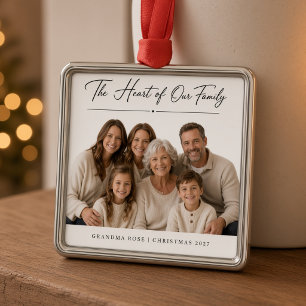 Heart of Our Family Personalised Grandma Family Metal Tree Decoration