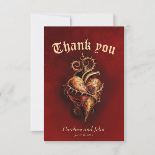 Heart of passion romance and love. thank you card