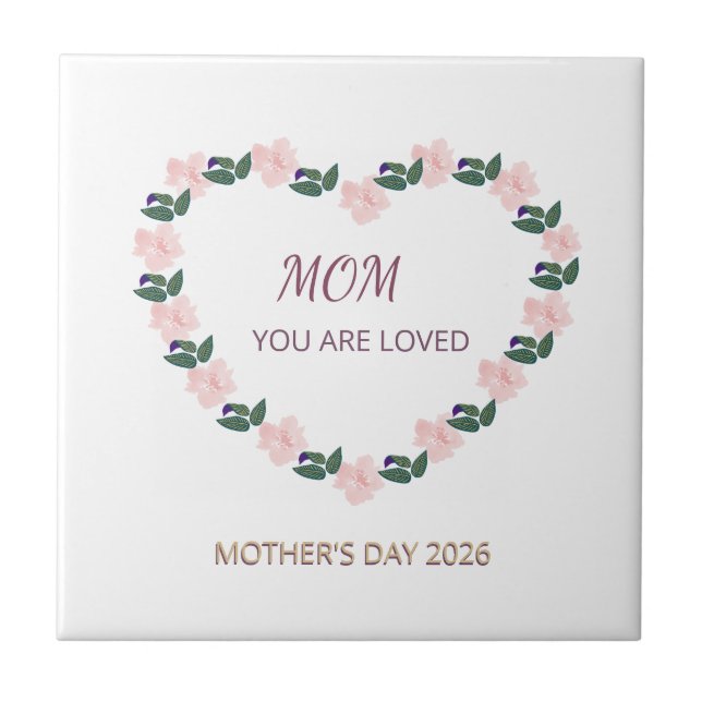 Heart of Peonies Mum Love Message Tile (Front)