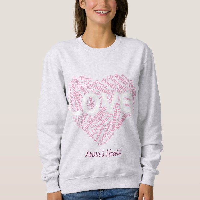 Heart of Positivity Word Art – Inspirational Typog Sweatshirt (Front)