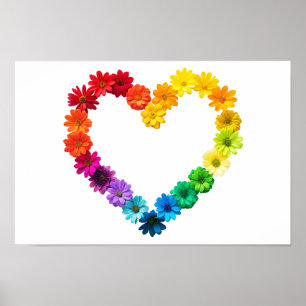 Heart of Pride Made with Rainbow Flowers Poster