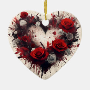 Heart of Roses Ceramic Tree Decoration