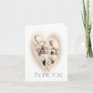 Heart of Seashells Beach Wedding Photo Thank You