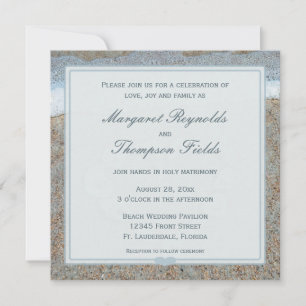 Heart of Seashells on the Beach Wedding Invitation