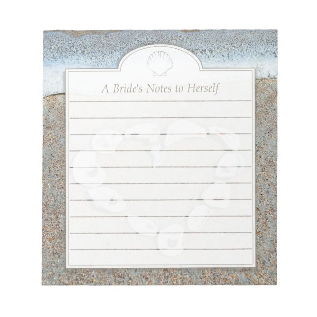 Heart of Shells on the Beach Brides Notepad (Front)