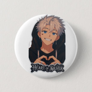 Heart of Silver Anime Boy - Cute Aesthetic 6 Cm Round Badge