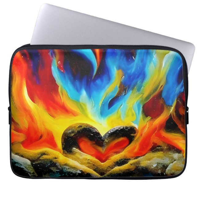 Heart of Stone in Flames II Laptop Sleeve (Front)