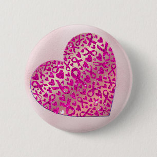 Heart of Support Against Breast Cancer 6 Cm Round Badge