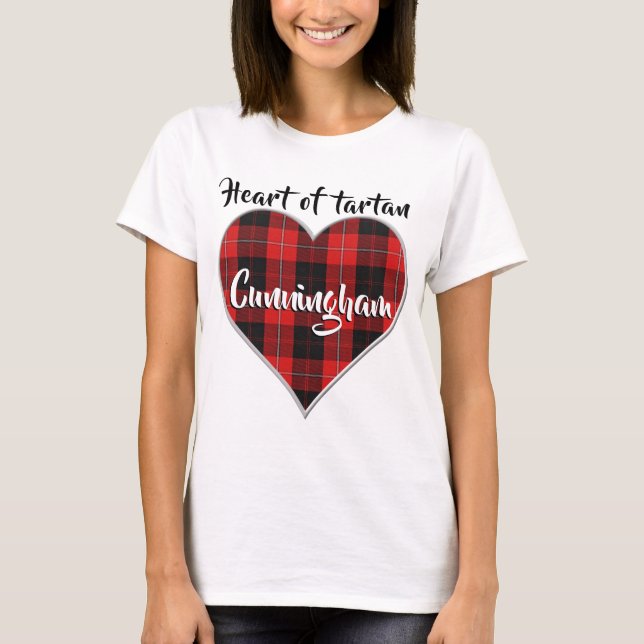 Heart of Tartan Clan Cunningham Plaid T-Shirt (Front)