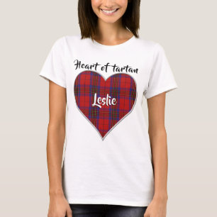Heart of Tartan Clan Leslie Red Plaid T-Shirt