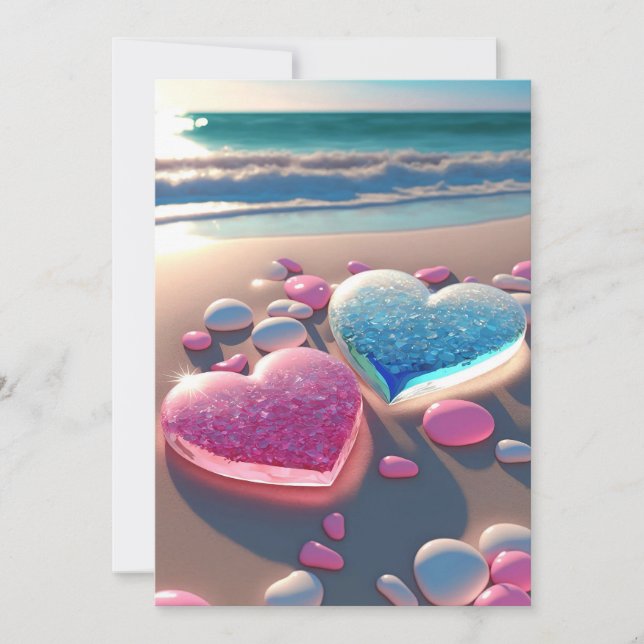 Heart of the Coast: Glittering Beach Wedding Invit Invitation (Front)