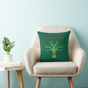 Heart of the Forest Minimalist Nature Love Tree Cushion