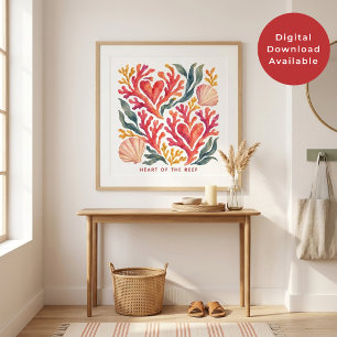 Heart of the Reef Coral Hearts and Seashells Poster