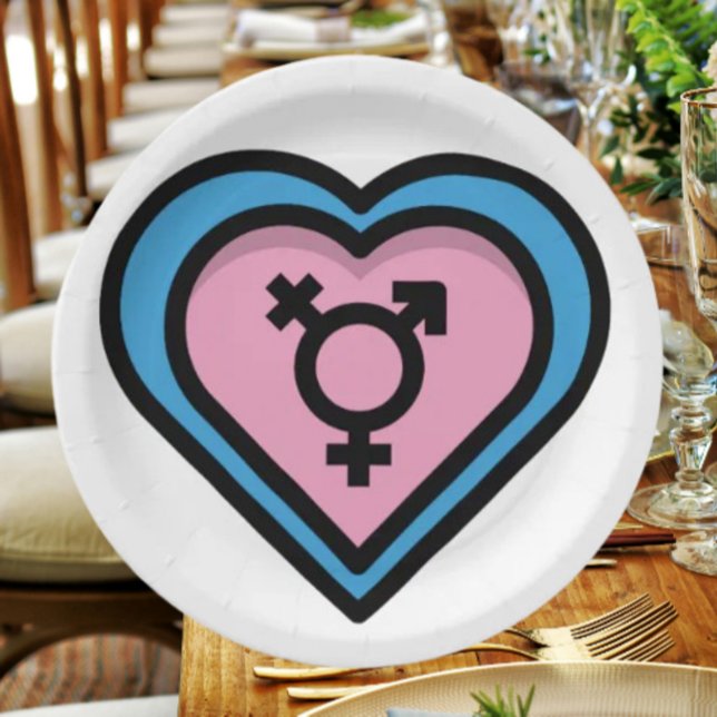Heart of Trans Pride Party Plates (Creator Uploaded)
