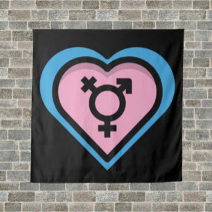 Heart of Trans Pride Tapestry