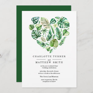 Heart of Tropical Foliage Wedding Invitation