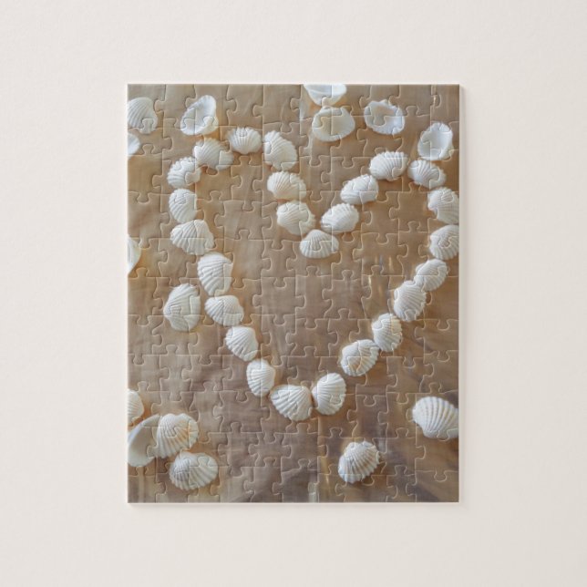 Heart of White Sea Shells, Summer Beach Ocean Love Jigsaw Puzzle (Vertical)