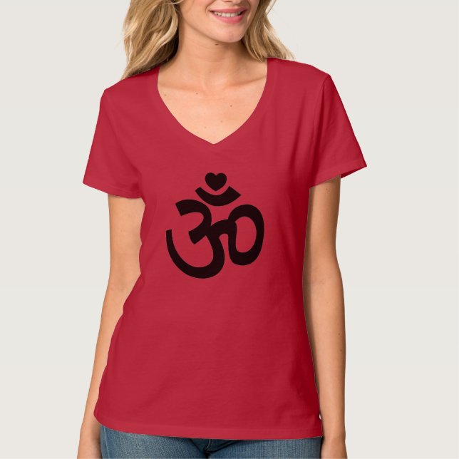 Heart Om Sign - V-Neck Yoga Tee (Front)