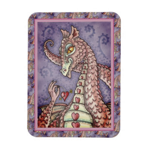 HEART ON A STRING PINK DRAGON VALENTINE, FANTASY MAGNET