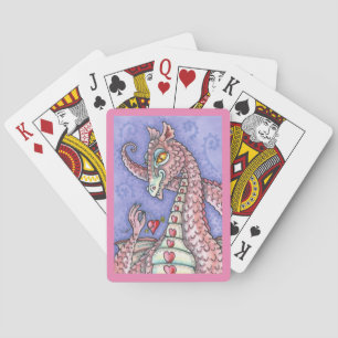 HEART ON A STRING PINK DRAGON VALENTINE, FANTASY PLAYING CARDS