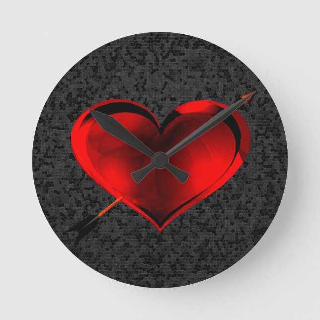 Heart on Black Stained Glass Clock (Front)
