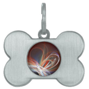 heart on fire pet name tag