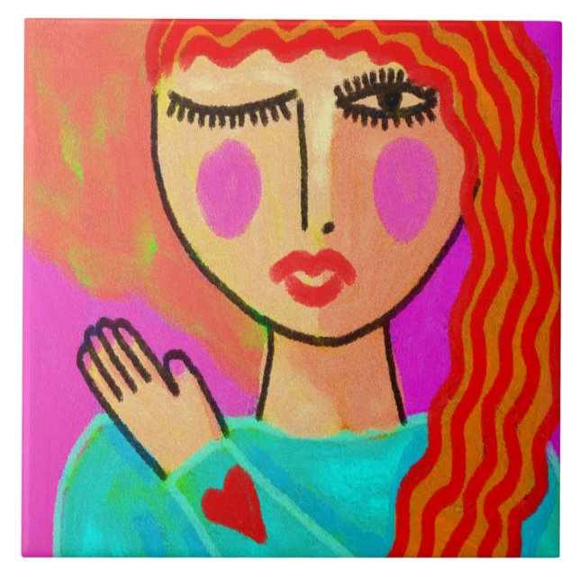 Heart on Her Sleeve Ceramic Tile (Front)