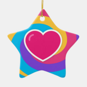 Heart on Swirls Personalized Star Shaped Christmas Ceramic Tree Decoration