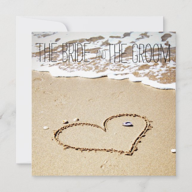 Heart on the beach wedding invitation (Front)