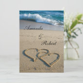Heart on the Shore Beach Wedding Invitation (Standing Front)