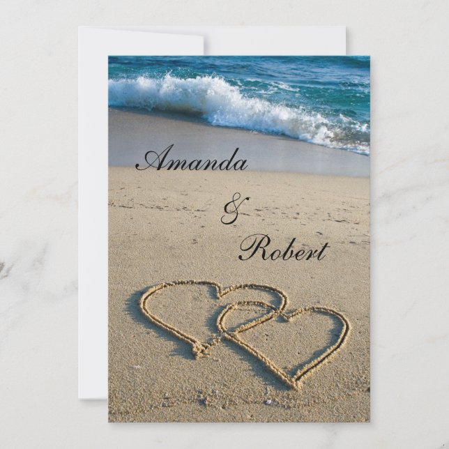 Heart on the Shore Beach Wedding Invitation (Front)