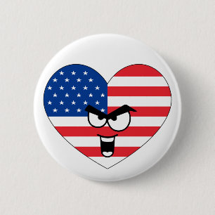 Heart on the USA - For real Americans! 6 Cm Round Badge