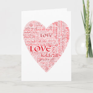 Heart or Valentine honouring unconditional love Holiday Card