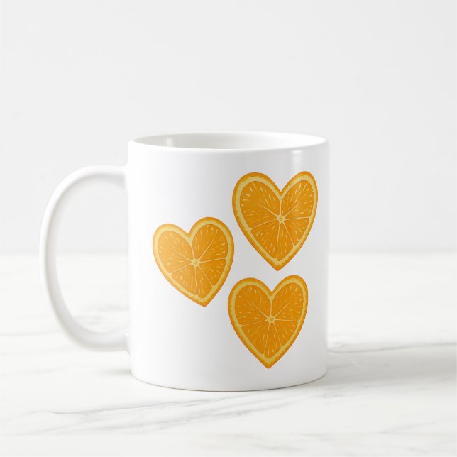 Heart Orange Mug – Cute Citrus Coffee Cup  (Left)