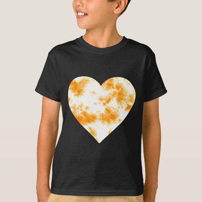 Heart Orange Tie Dye - Cute Valentines Day Graphic T-Shirt (Front)