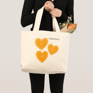 Heart Orange Tote Bag – Cute Reusable Farmers Bag
