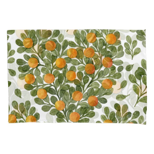 Heart Oranges: Green Branches Love. Pillowcase (Front)