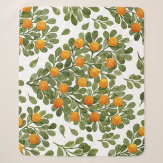 Heart Oranges: Green Branches Love. Sherpa Blanket