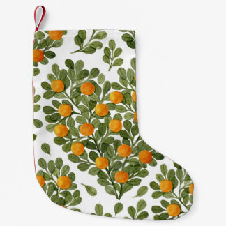 Heart Oranges: Green Branches Love. Small Christmas Stocking