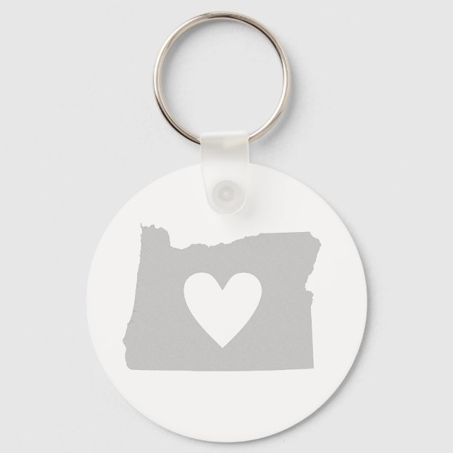Heart Oregon state silhouette Key Ring (Front)