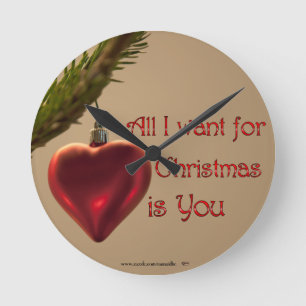 Heart Ornament - All I Want for Christmas Round Clock