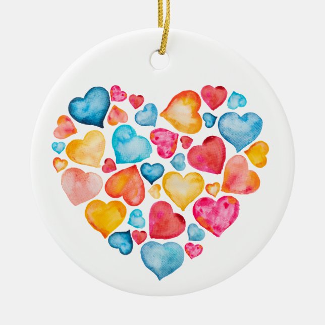 Heart Ornament | in Reds, Blues, and Oranges (Front)