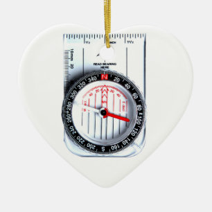 Heart Ornament - orienteering compass