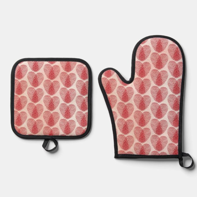 Heart Oven Mitt & Pot Holder Set (Front)