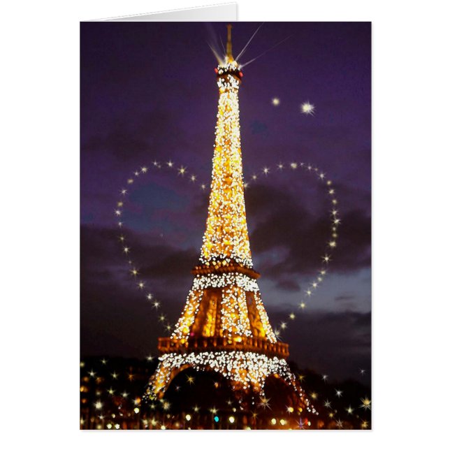 Heart over Twinkling Eiffel Tower Custom (Front)