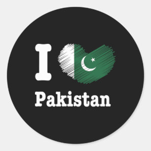 Heart Pakistan Azadi Mubarak Dil Flag Day Proud Ro Classic Round Sticker