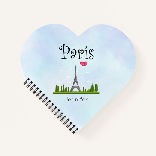 Heart Paris with Eiffel Tower Notebook (Front)