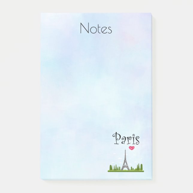 Heart Paris with Eiffel Tower Post-it Notes (Front)